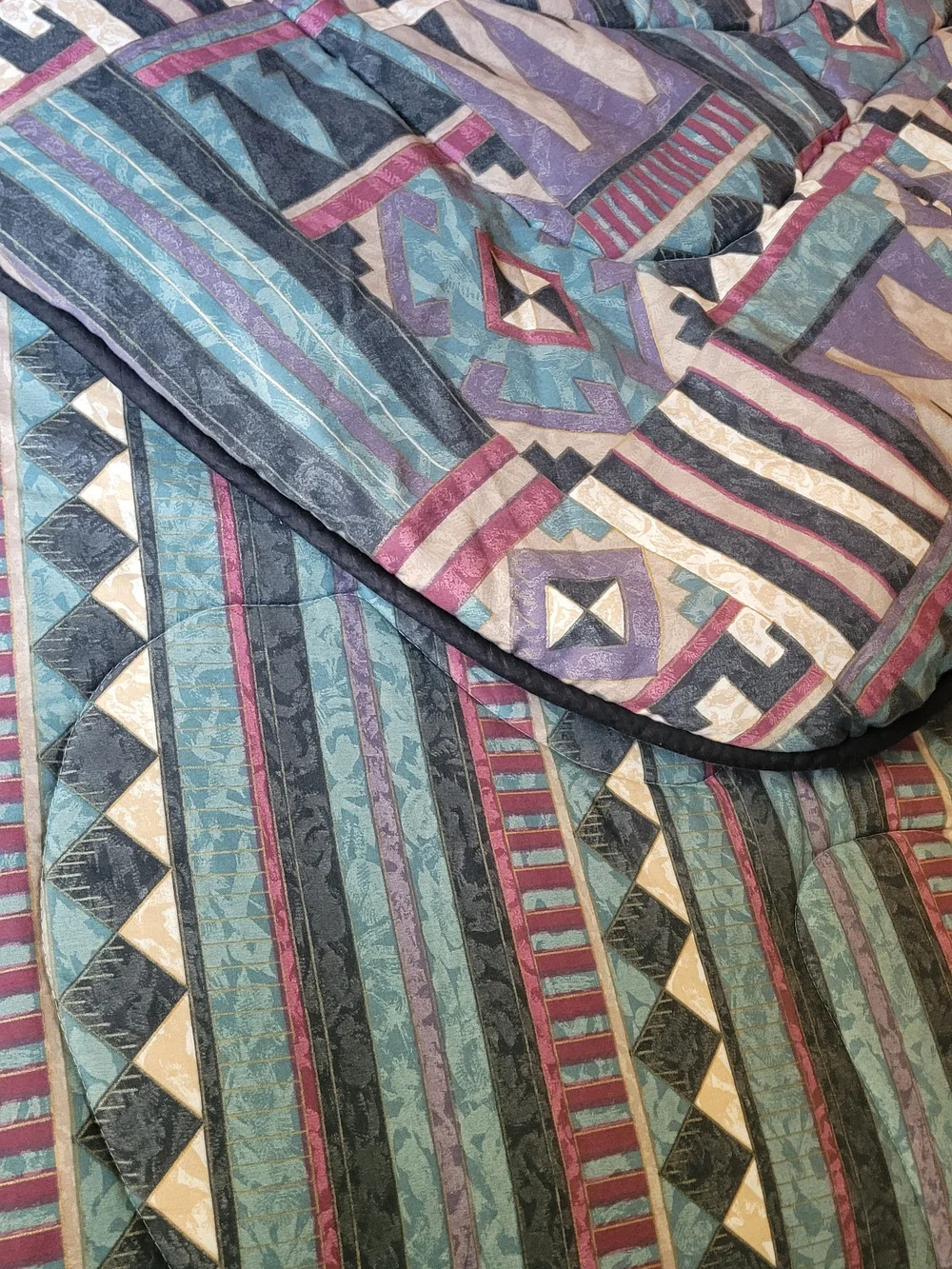 Vintage 90s Springs Southwestern Twin Comforter Set Teal Purple Geometric Aztec